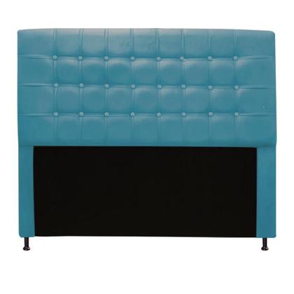 Imagem de Kit Félix com Cabeceira Dama Capitonê 90 cm Solteiro Baú Quarto Sala Suede Azul Turquesa - Dama Capitonêffe Móveis