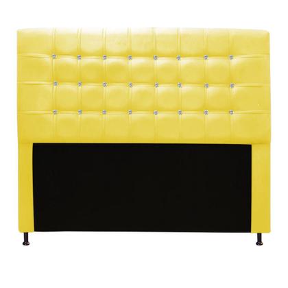 Imagem de Kit Félix com Cabeceira Dama com Strass 90 cm Solteiro Baú Quarto Sala Suede Amarelo - Damaffê Móveis