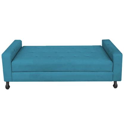 Imagem de Kit Félix com Cabeceira Geovana 1,95 cm King Size Baú Quarto Sala Suede Azul Turquesa - Damaffe Móveis