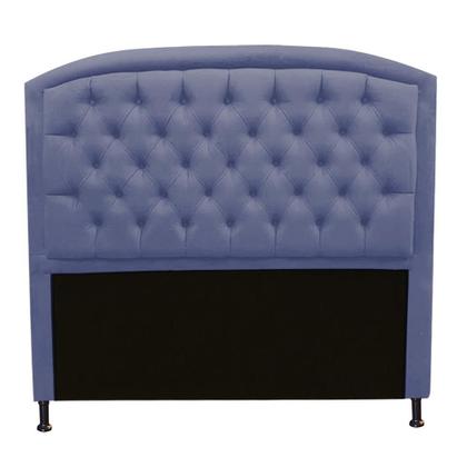 Imagem de Kit Félix com Cabeceira Geovana 90 cm Solteiro Baú Quarto Sala Suede Azul Marinho - Damaffe Móveis