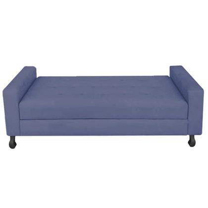 Imagem de Kit Félix com Cabeceira Geovana 90 cm Solteiro Baú Quarto Sala Suede Azul Marinho - Damaffe Móveis