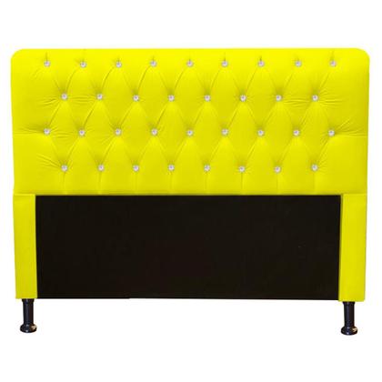 Imagem de Kit Félix com Cabeceira Lady com Strass 1,00 cm Solteiro Baú Quarto Sala Suede Amarelo - Damaffe Móveis