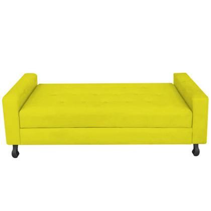 Imagem de Kit Félix com Cabeceira Lady com Strass 1,00 cm Solteiro Baú Quarto Sala Suede Amarelo - Damaffe Móveis
