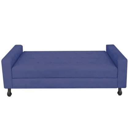 Imagem de Kit Félix com Cabeceira Lady com Strass 1,00 cm Solteiro Baú Quarto Sala Suede Azul Marinho - Damaffe Móveis