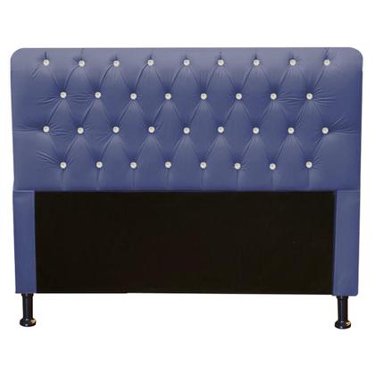 Imagem de Kit Félix com Cabeceira Lady com Strass 1,40 cm Casal Baú Quarto Sala material sintético Azul Marinho - Damaffê Móveis