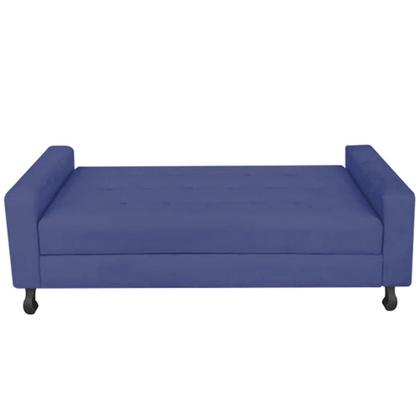Imagem de Kit Félix com Cabeceira Lady com Strass 1,40 cm Casal Baú Quarto Sala material sintético Azul Marinho - Damaffê Móveis