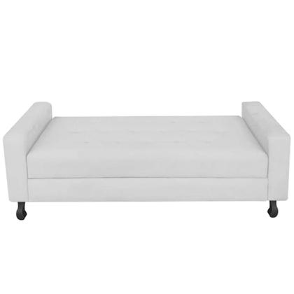 Imagem de Kit Félix com Cabeceira Lady com Strass 90 cm Solteiro Baú Quarto Sala Suede Branco - Damaffe Móveis