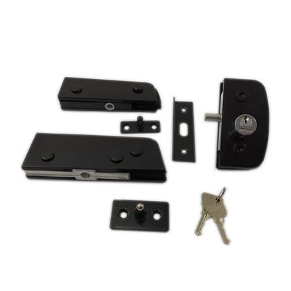 Imagem de Kit ferragens para porta de vidro blindex pivotante + puxador tubular redondo 40x30cm - Preto