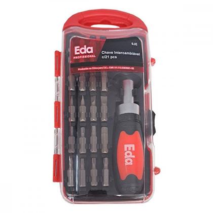 Imagem de Kit Ferramenta Eda 21 Pecas Cromo Vanadio Com Catraca E Bits - 9Je