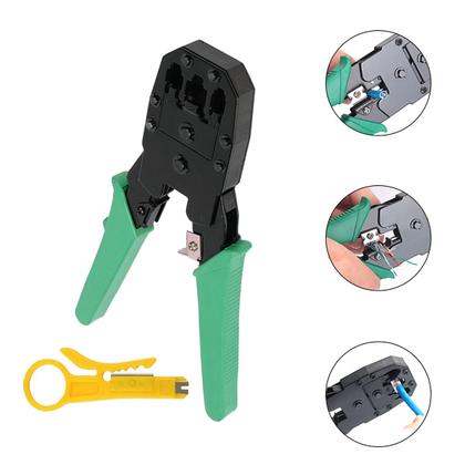 Imagem de Kit Ferramenta Testador Cabo Rede Alicate Crimpar + 110 Conectores RJ45