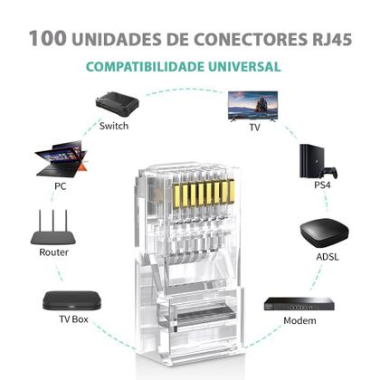 Imagem de Kit Ferramenta Testador Cabo Rede Alicate Crimpar + 110 Conectores RJ45