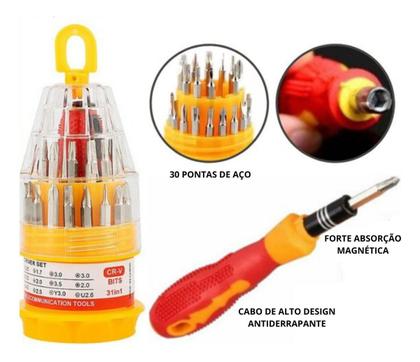 Imagem de Kit Ferramentas Chave De Precisão Fenda Philips 31 Peças Para Manutenção Celular Notebook Oculos