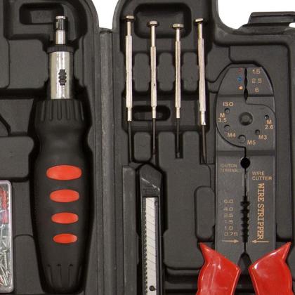 Imagem de Kit Ferramentas Completa 142 Peças Maleta Chaves Martelo Soquetes Jogo Multiuso Manuais