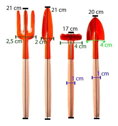 Imagem de Kit Ferramentas Jardinagem Conjunto 4pç Mini P/ Vaso Prático