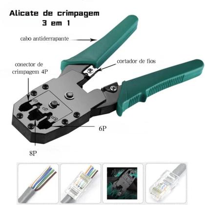 Imagem de Kit Ferramentas Para Manutenção De Rede Lan Internet Testador De Cabos Rj45 Alicate Crimpar 3 Em1 Decapador De Cabo Com Bolsa Profissional