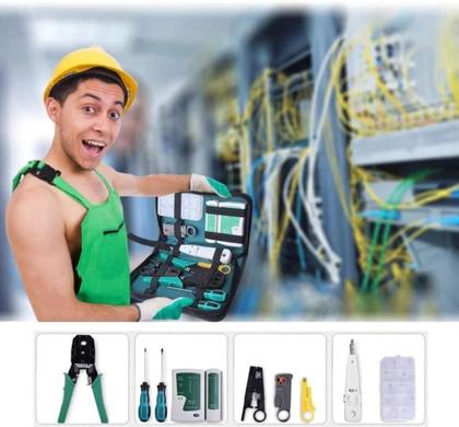 Imagem de Kit Ferramentas Para Manutenção De Rede Lan Internet Testador De Cabos Rj45 Alicate Crimpar 3 Em1 Decapador De Cabo Com Bolsa Profissional