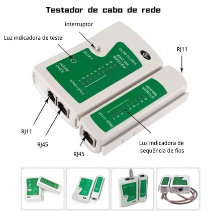 Imagem de Kit Ferramentas Para Manutenção De Rede Lan Internet Testador De Cabos Rj45 Alicate Crimpar 3 Em1 Decapador De Cabo Com Bolsa Profissional