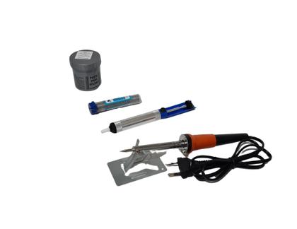 Imagem de Kit Ferro de Solda 40w 220V + Sugador + pasta de solda + estanho