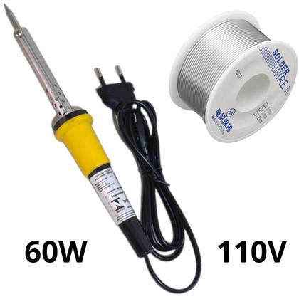 Imagem de Kit Ferro De Solda Soldar Soldador 110v 40w ou 60w Com Rolo de Estanho Concerto