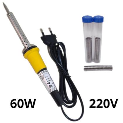 Imagem de Kit Ferro  Solda Soldar Soldador 110v  220v 40w  60w Com Estanho Reforçado