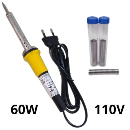 Imagem de Kit Ferro  Solda Soldar Soldador 110v  220v 40w  60w Com Estanho Reforçado