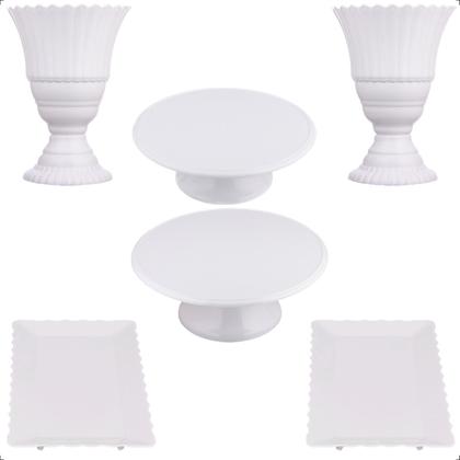 Imagem de Kit Festa 6 Peças, Vaso + Boleira + Bandeja Decoração Doces