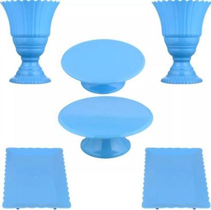 Imagem de Kit Festa 6 Peças, Vaso + Boleira + Bandeja Decoração Doces