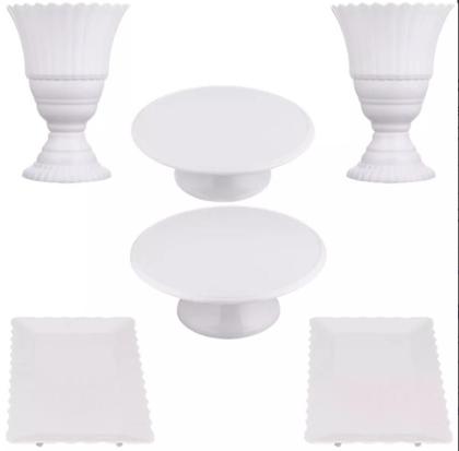 Imagem de Kit Festa 6 Peças, Vaso + Boleira + Bandeja Decoração Doces