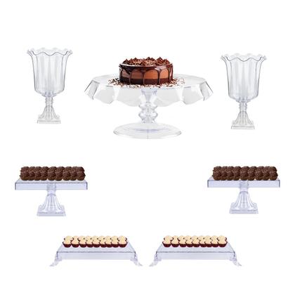 Imagem de Kit Festa 7 Peças - Mesa De Aniversário Completa - Boleira e Bandejas Para Doces