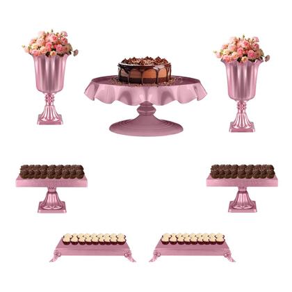 Imagem de Kit Festa 7 Peças - Mesa De Aniversário Completa - Boleira e Bandejas Para Doces