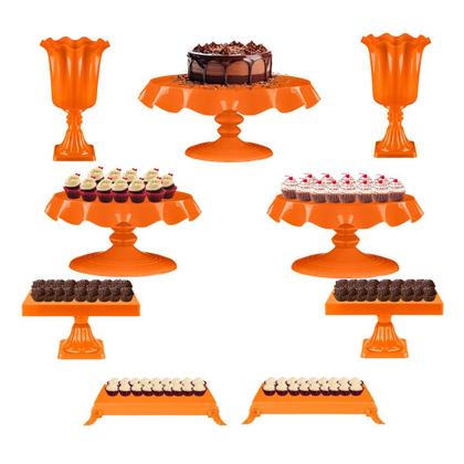 Imagem de Kit Festa 9 Peças - Mesa De Aniversário Completa - Boleira e Bandejas Para Doces