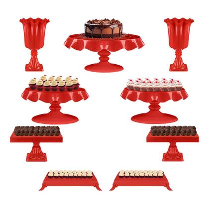 Imagem de Kit Festa 9 Peças - Mesa De Aniversário Completa - Boleira e Bandejas Para Doces