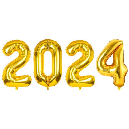 Imagem de Kit Festa balão + Cortinha 2024 Dourado e prata Ano Novo