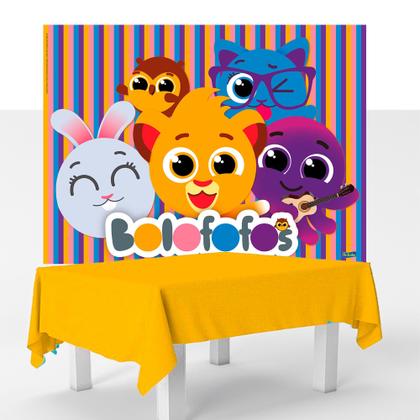 Imagem de Kit festa Bolofofos Decoração Anive Toalha Amarela + Painel