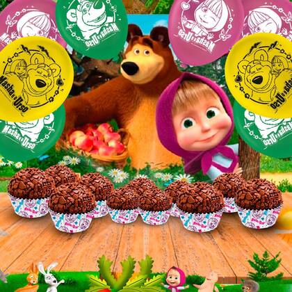 Imagem de Kit festa completo 126 pçs Decoração Masha e o Urso