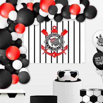 Imagem de Kit festa Corinthians Decoração Aniversário Toalha+Painel