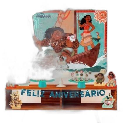 Imagem de Kit Festa Decoração Moana Festa Fácil Pronta 39 Peças Piffer
