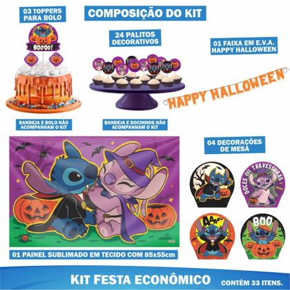 Imagem de Kit Festa Decoração Pronta Stitch Halloween C/ 33 Itens