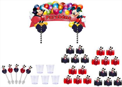 Kit festa decorado Mickey105 peças (10 pessoas) - Produto artesanal Imagem de Kit festa decorado Mickey105 peças (10 pessoas)