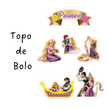 Imagem de Kit festa em casa só um bolinho Princesa Rapunzel enrolados decoração aniversário