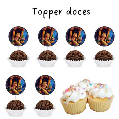 Imagem de Kit festa em casa só um bolinho Princesa Rapunzel enrolados decoração aniversário