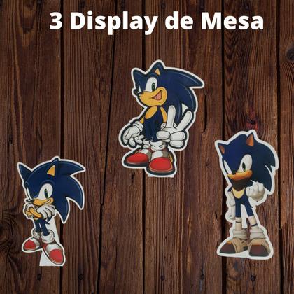 Imagem de Kit festa em casa só um bolinho Sonic decoração aniversário topo de bolo