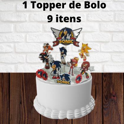 Imagem de Kit festa em casa só um bolinho Sonic decoração aniversário topo de bolo