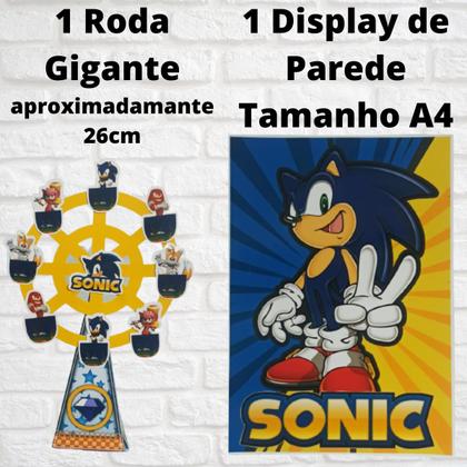 Imagem de Kit festa em casa só um bolinho Sonic decoração aniversário topo de bolo