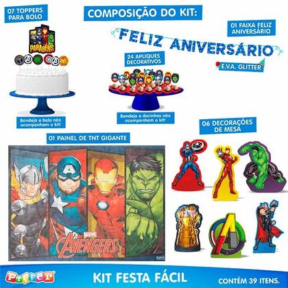 Imagem de Kit Festa Fácil Aniversário 39Pçs - Os Vingadores