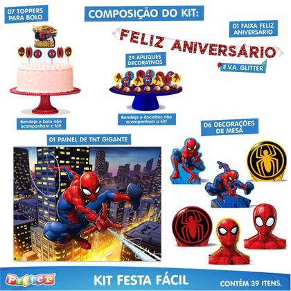 Imagem de Kit Festa Homem Aranha 39 Itens Painel Faixa Enfeites Topo