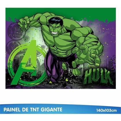Imagem de Kit festa Hulk Decoração Aniversário Toalha Verde+ Painel GG