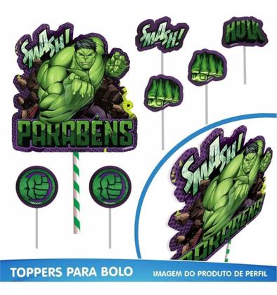 Imagem de Kit festa Hulk em EVA Decoração aniversário completa 39 pçs - Piffer