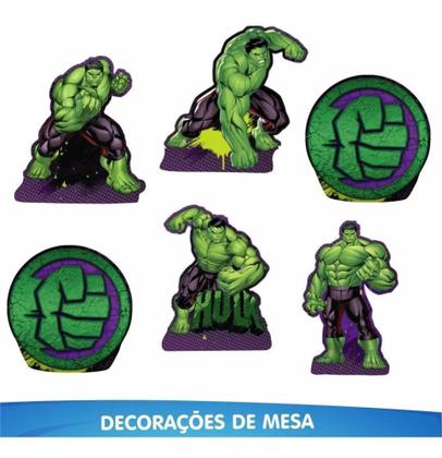 Imagem de Kit festa Hulk em EVA Decoração aniversário completa 39 pçs - Piffer