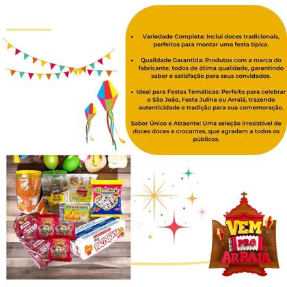 Imagem de Kit Festa Junina Arraiá São João Doces pipoca Doce, cocada